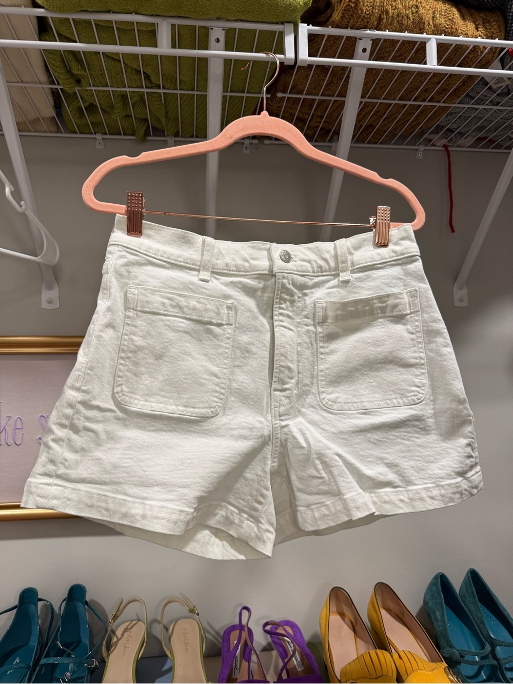 Madewell Patch Pocket High Rise Shorts in White